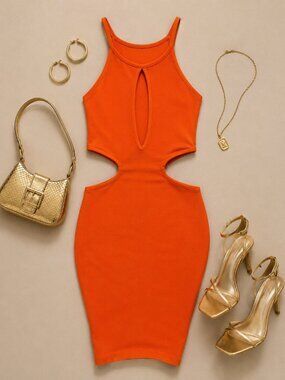 🔥 Y2K Orange Cutout Mini Dress 🔥